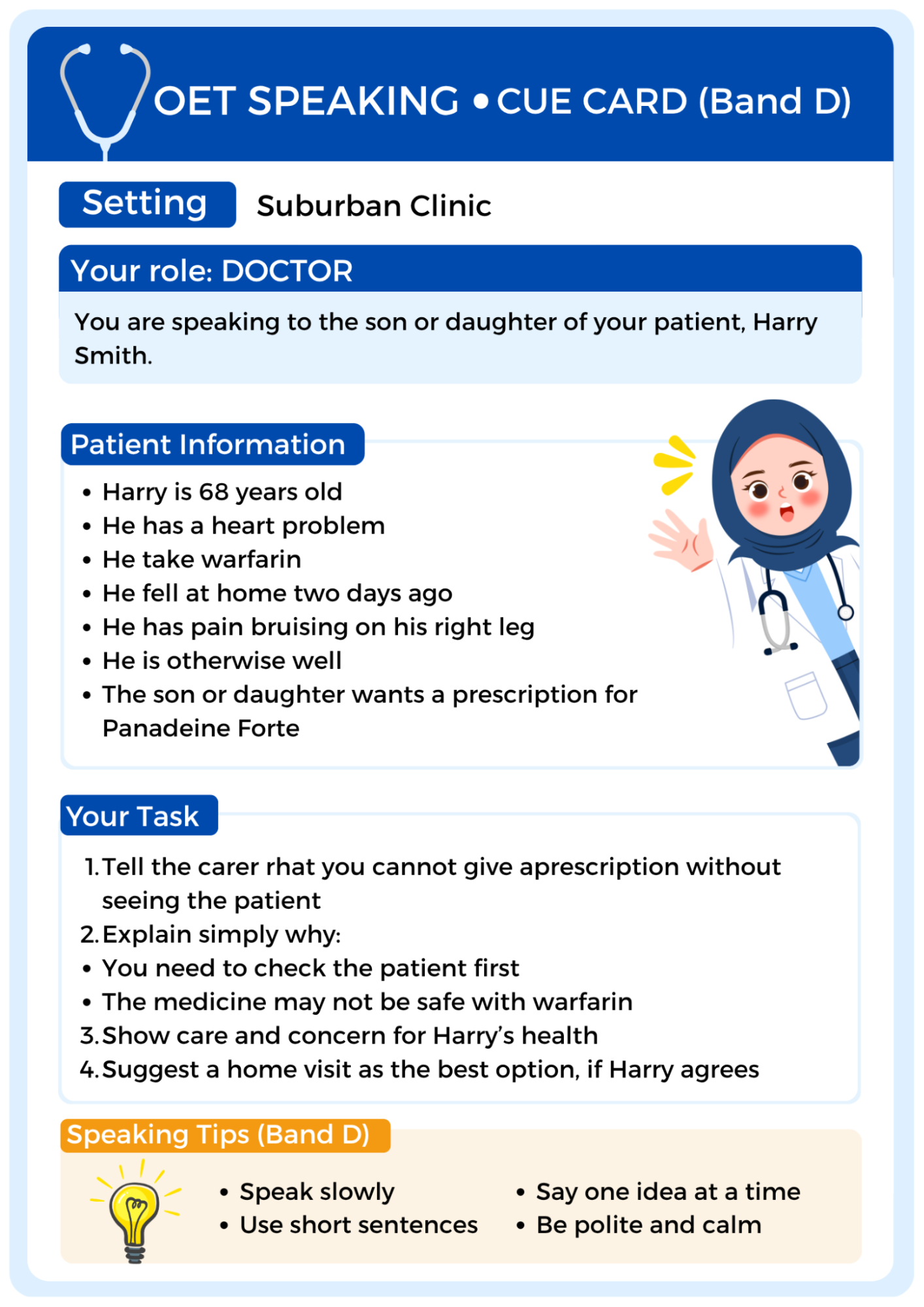Doctor Cue Card (Heart Problem)