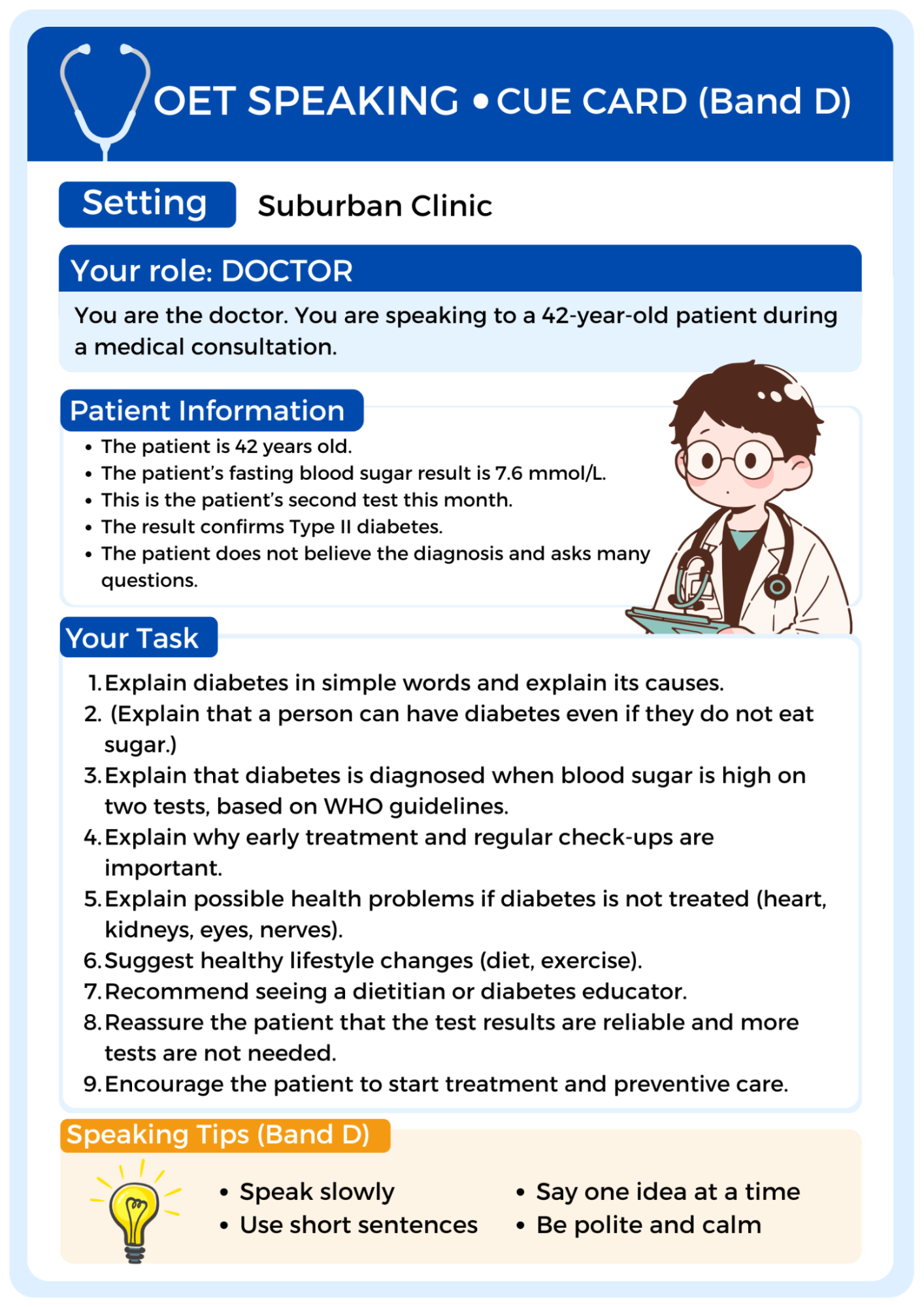 Doctor Cue Card (Diabetes)