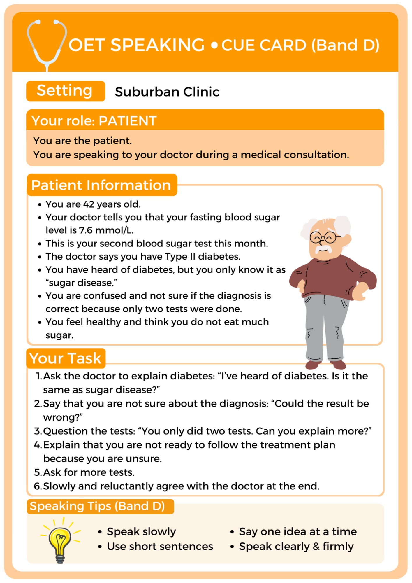 Patient Cue Card (Diabetes)