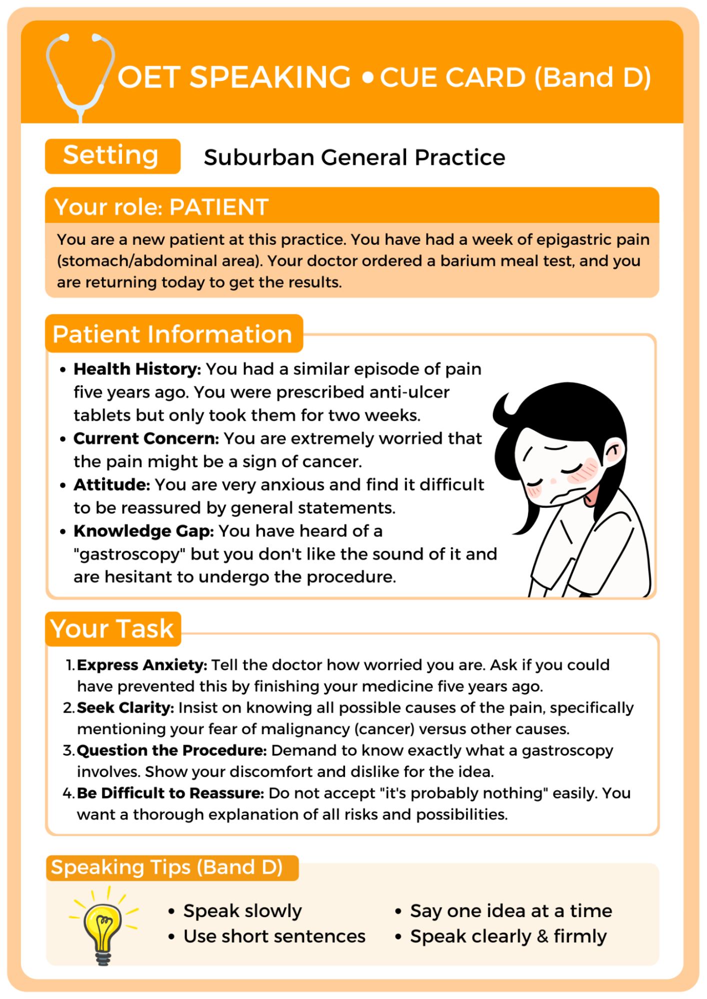 Patient Cue Card (Epigastric Pain)